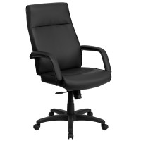 Flash Furniture High Back Black Leather Executive Office Chair with Memory Foam Padding BT-90033H-BK-GG